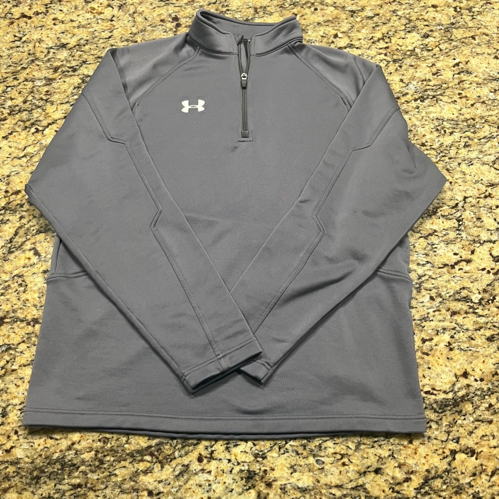 Under Armour All Season Gear Mens Gray Quarter Zip Pullover Loose‎ Fit L